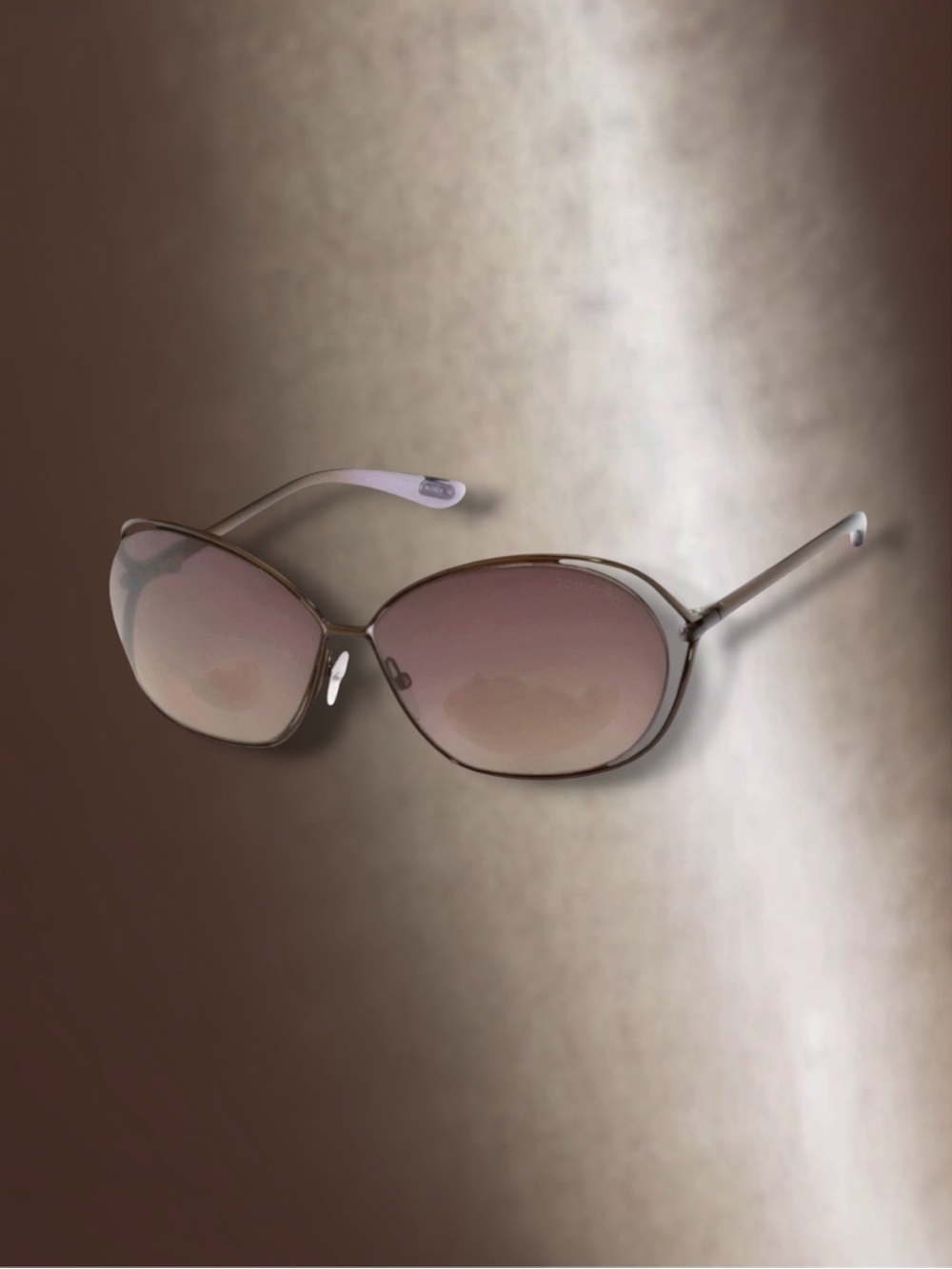 🆕💗TOM FORD Cut-Out Metal Acetate Oversized Sunglasses, BROWN, Bronze Frame, NWT